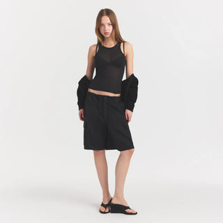 WOVEN COTTON OVERSIZED CARGO SHORT | ONYX