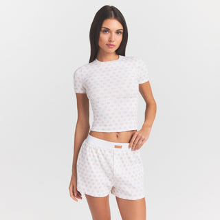 COTTON RIB LOOSE BOXER | OCHRE HORSESHOE PRINT
