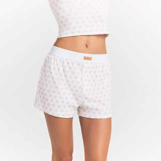 COTTON RIB LOOSE BOXER | OCHRE HORSESHOE PRINT
