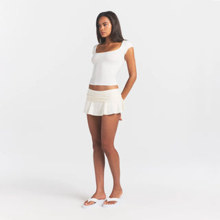 COTTON JERSEY FOLDOVER MINI SKORT | MARBLE