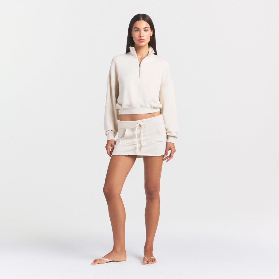 DRAPEY FRENCH TERRY MINI SKIRT | BUFF