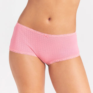 LIGHTWEIGHT COTTON POINTELLE LACE BOY SHORT | MELON TONAL