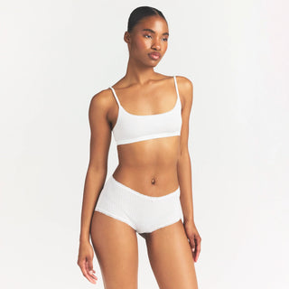 LIGHTWEIGHT COTTON POINTELLE LACE BOY SHORT | SNOW