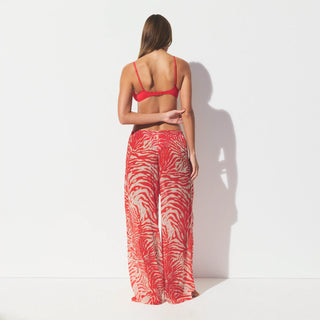 SWIM COVER-UPS SHEER PANT | CARMINE ZEBRA PRINT