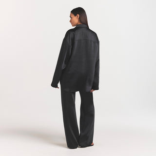 LIGHTWEIGHT SATIN OVERSIZED SHIRT | OBSIDIAN