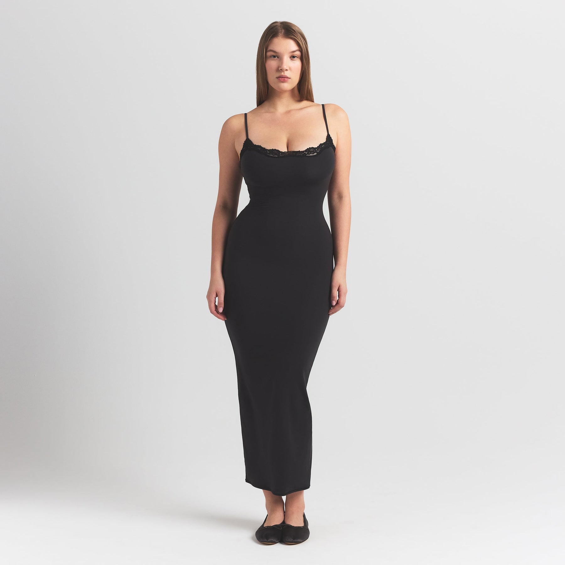 FITS EVERYBODY LACE LONG SLIP DRESS | ONYX