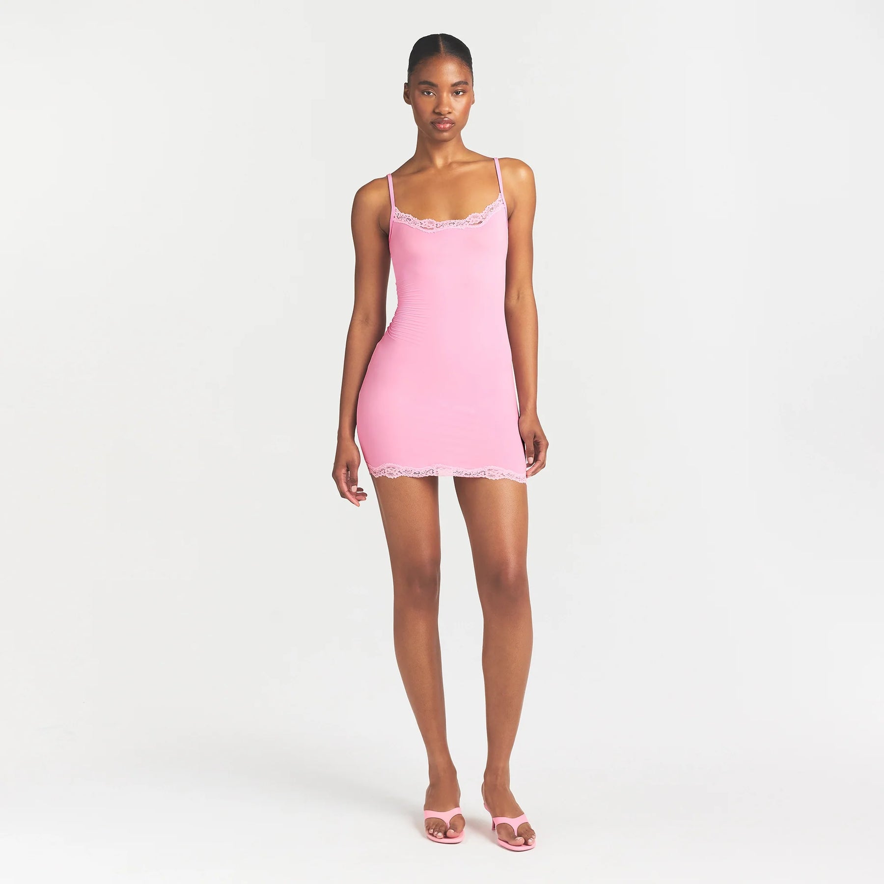 FITS EVERYBODY LACE SLIP DRESS | BUBBLE GUM TONAL