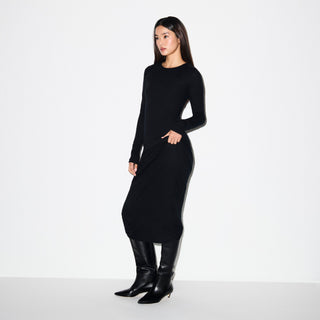 FEATHERWEIGHT CASHMERE LONG DRESS | ONYX