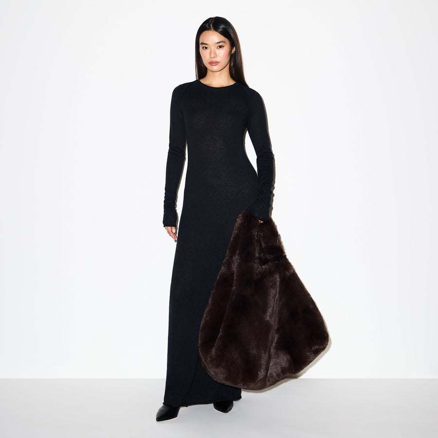 FAUX FUR JUMBO TOTE | ESPRESSO