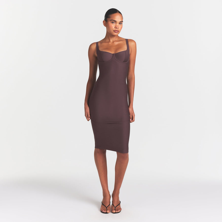 SKIMS BODY MIDI DRESS | RAISIN
