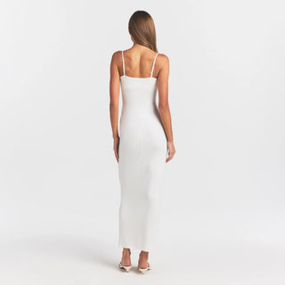 SMOOTH LAYERS SCOOP NECK LONG DRESS | EGRET