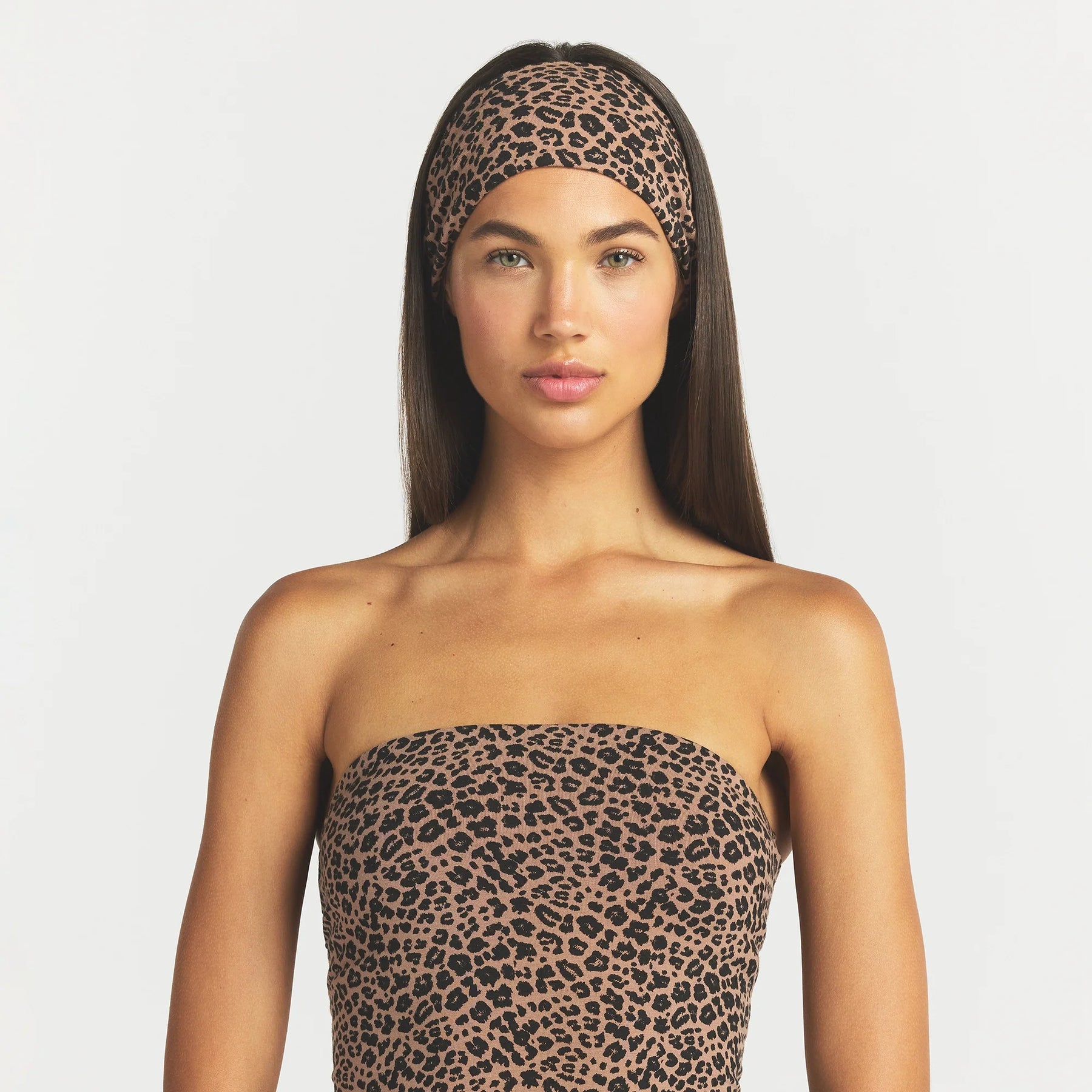 COTTON JERSEY WIDE HEADBAND | SIENNA NATURAL LEOPARD