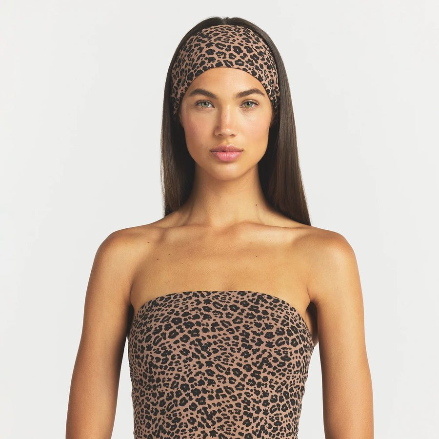 COTTON JERSEY WIDE HEADBAND | SIENNA NATURAL LEOPARD