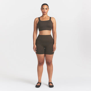 NikeSKIMS MATTE WIDE STRAP BRA | DARK SEPIA