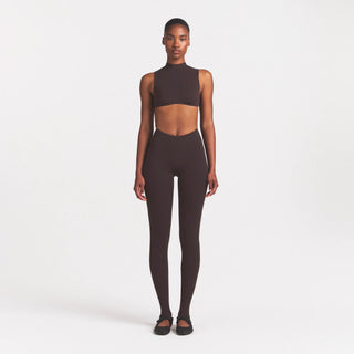 NikeSKIMS STUDIO STRETCH MOCK NECK BRA TOP | DARK ROAST