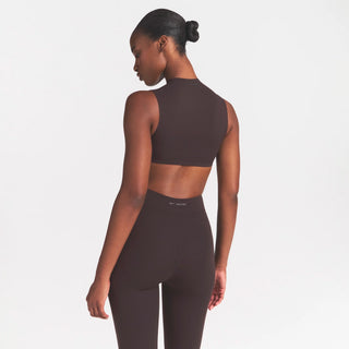 NikeSKIMS STUDIO STRETCH MOCK NECK BRA TOP | DARK ROAST
