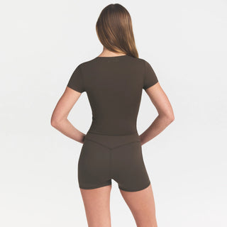 NikeSKIMS MATTE CROPPED CORSET TEE | DARK SEPIA