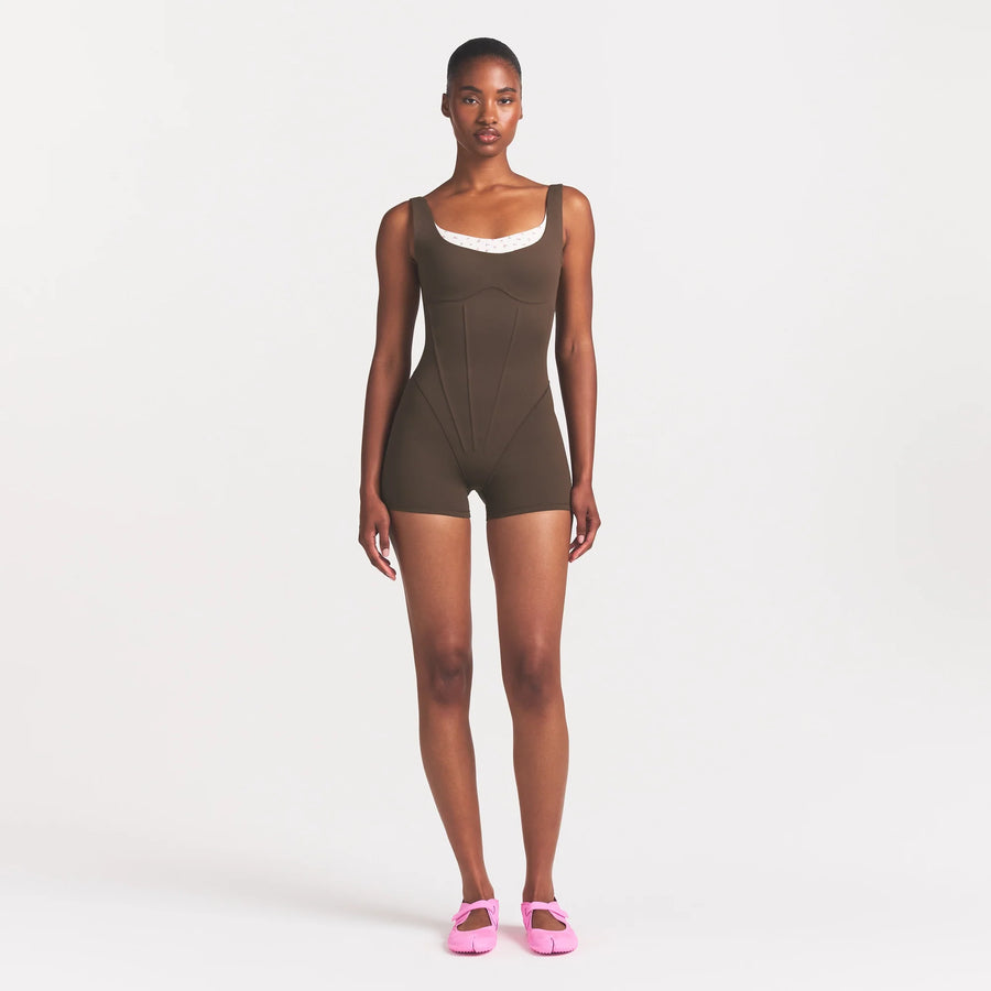 NikeSKIMS MATTE CORSET 2" ONE PIECE | DARK SEPIA