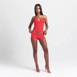 LIGHTWEIGHT COTTON POINTELLE LACE CAMI AND BOY SHORT SET | RUBY TONAL