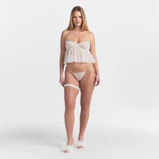 SKIMS ROMANCE BABYDOLL TOP AND STRING THONG SET | IVORY