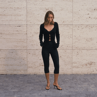 LACE KNIT LONG SLEEVE CARDIGAN | OBSIDIAN