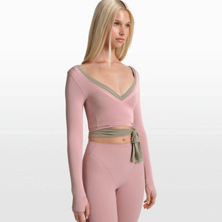 NikeSKIMS STRETCH KNIT WRAP LONG SLEEVE CROPPED TOP | HIMALAYAN