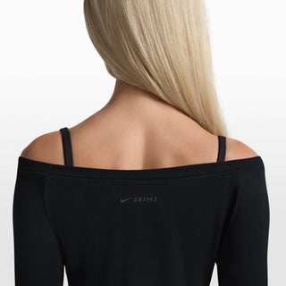 NikeSKIMS STRETCH KNIT LONG SLEEVE BOATNECK TOP | OBSIDIAN