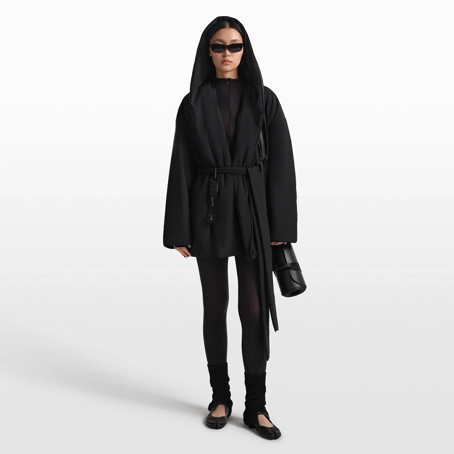 NikeSKIMS WOVEN NYLON WRAP COAT | OBSIDIAN