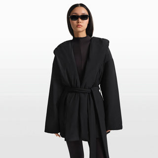 NikeSKIMS WOVEN NYLON WRAP COAT | OBSIDIAN