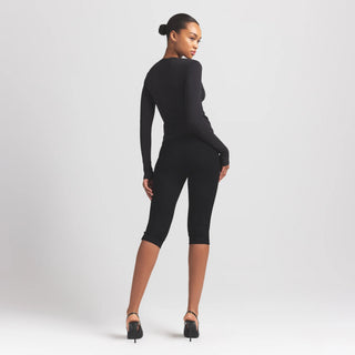 COTTON JERSEY LONG SLEEVE PLUNGE TOP | SOOT