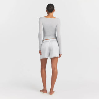 SHEER MODAL LONG SLEEVE BOATNECK TOP | HEATHER GREY