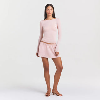 SHEER MODAL LONG SLEEVE BOATNECK TOP | PRIMROSE