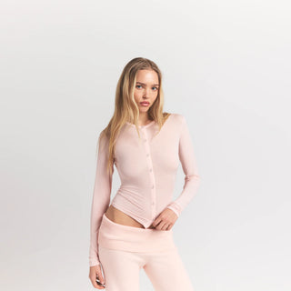 SHEER MODAL CARDIGAN WITH COVERED BUTTONS | PRIMROSE