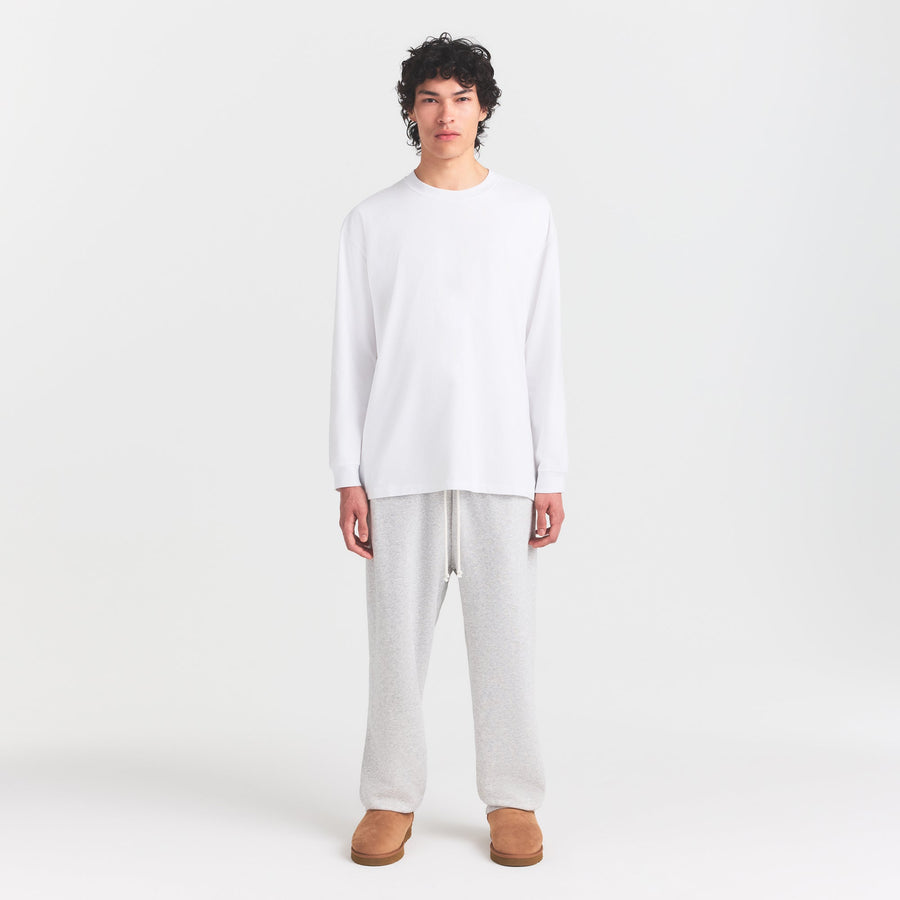 HEAVYWEIGHT COTTON MENS RELAXED LONG SLEEVE T-SHIRT | CHALK