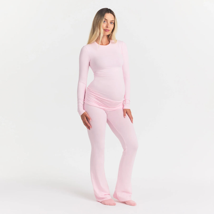 COTTON JERSEY MATERNITY LONG SLEEVE T-SHIRT | CHERRY BLOSSOM