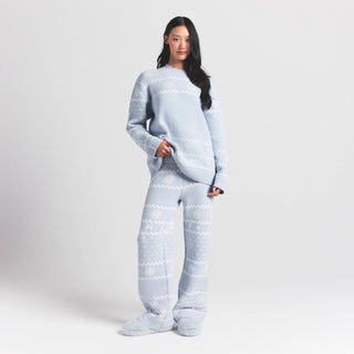 COZY LIGHT CREWNECK PULLOVER | ZEN BLUE HEART FAIR ISLE