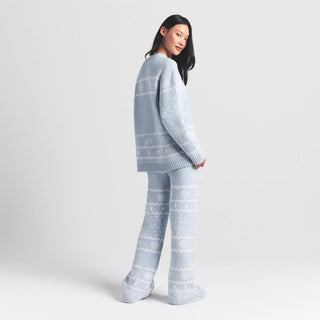 COZY LIGHT CREWNECK PULLOVER | ZEN BLUE HEART FAIR ISLE