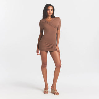 COTTON JERSEY WRAP MINI DRESS | JASPER