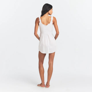 POPLIN APPAREL MINI SMOCKED DRESS | SNOW