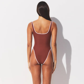 SIGNATURE SWIM SNAP FRONT ONE PIECE | HENNA CONTRAST