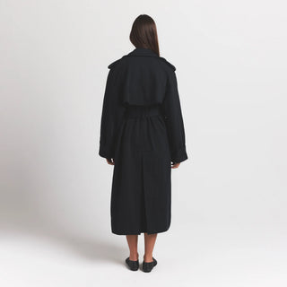 BOYFRIEND FLEECE OVERSIZED TRENCH COAT | ONYX
