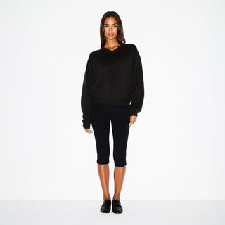 WOOL CASHMERE OVERSIZED V NECK SWEATER | ONYX
