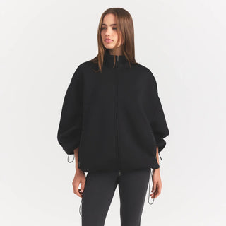 NEOPRENE OUTERWEAR OVERSIZED MOCK NECK JACKET | OBSIDIAN
