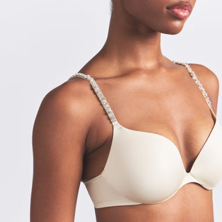 SKIMS ULTIMATE RHINESTONE TEARDROP PUSH-UP BRA | ECRU