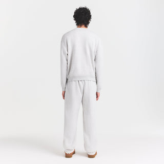 FLEECE LOUNGE MENS RELAXED HIGH CREWNECK | LIGHT HEATHER GREY