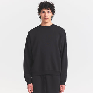 FLEECE LOUNGE MENS RELAXED HIGH CREWNECK | WASHED ONYX
