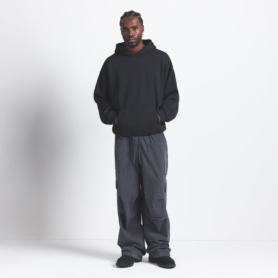 FLEECE LOUNGE MENS RELAXED HOODIE | WASHED ONYX