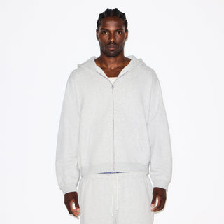 FLEECE LOUNGE MENS RELAXED ZIP UP HOODIE | LIGHT HEATHER GREY