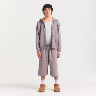 FLEECE LOUNGE MENS RELAXED ZIP UP HOODIE | SHADOW