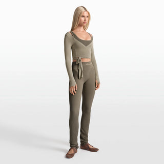 NikeSKIMS RIBBED SEAMLESS 34" STRAIGHT LEGGING | DUSTY OAKMOSS